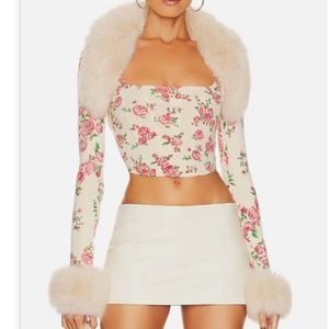 Danielle Guizio Faux Fur Knit Bolero